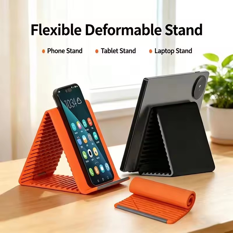 Laptop Accessory - ขาตั้งโทรศัพท์แบบพกพาซิลิโคนสำหรับวางบนโต๊ะ แท็บเล็ต แล็ปท็อป ดีไซน์สร้างสรรค์ ยืดหยุ่น พับได้