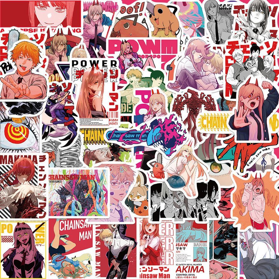 Laptop Accessories Gifts For Men - สติ๊กเกอร์ตัวละครอนิเมะ Chainsaw Man ใหม่ 100 ชิ้น